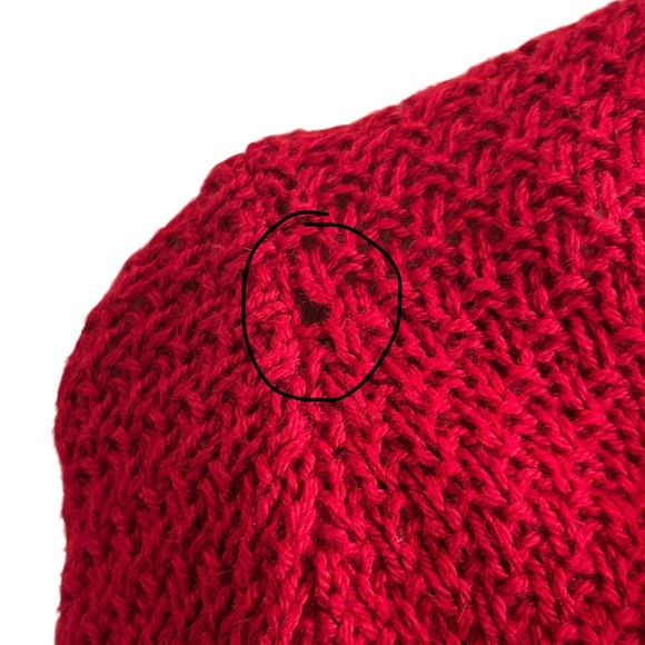 Talbots Knit Wool Blend Sweater Cardigan Medium Red Open Front Long Sleeve - Picture 4 of 15